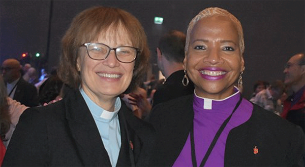New elected WMC President Bishop Debra Wallace-Padgett (left) shares a moment with COB President Bishop Tracy S. Malone on Wednesday (August 14, 2024) during the World Methodist Conference taking place in Gothenburg, Sweden. Maidstone Mulenga/COB New elected WMC President Bishop Debra Wallace-Padgett (left) shares a moment with COB President Bishop Tracy S. Malone on Wednesday (August 14, 2024) during the World Methodist Conference taking place in Gothenburg, Sweden. Maidstone Mulenga/COB