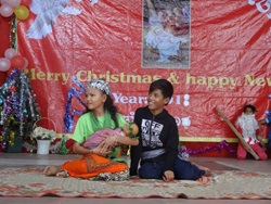 Christmas in Cambodia - the Street Children Ministry stages its annual Christmas pageant, with Mary, Joseph, baby Jesus and Santa? in the background. Clara Biswas is a missionary and director of the Street Children Ministry, Methodist Mission in Cambodia.