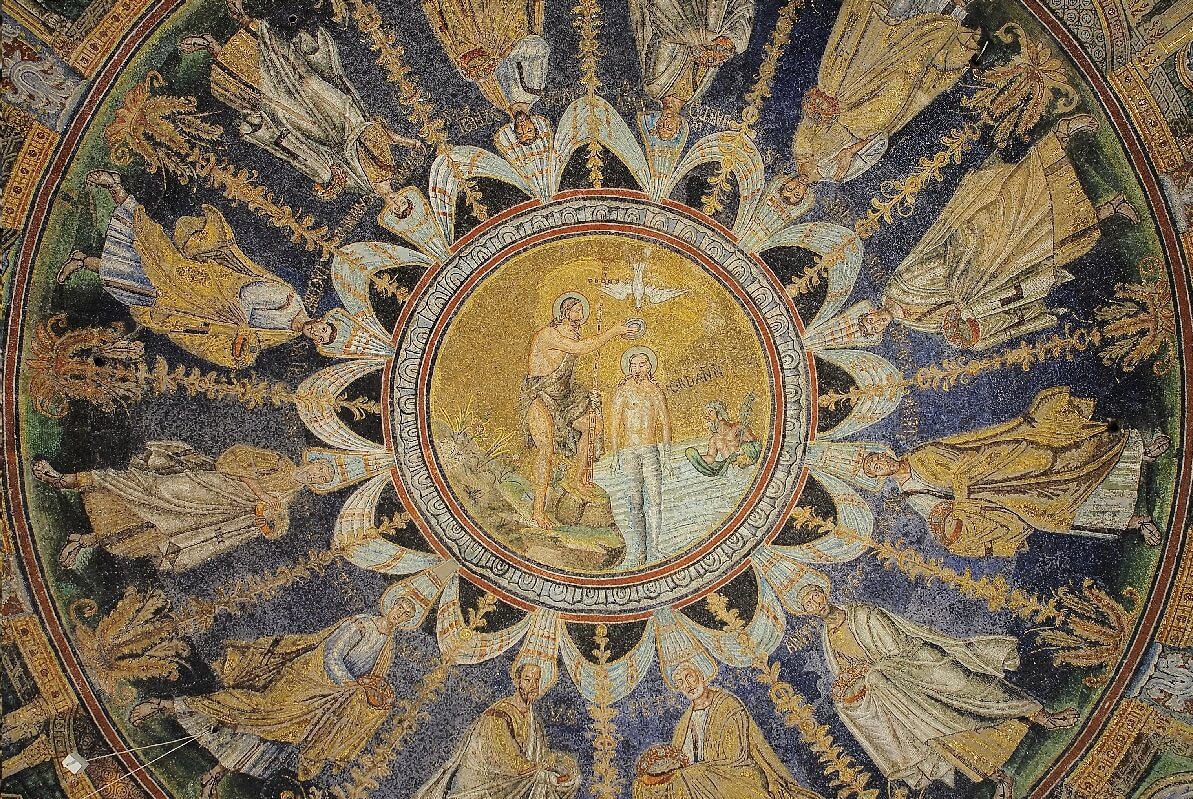 Neonian Baptistry, dating to the fifth century, Ravenna, Italy.  Image by Petar Milošević, via Wikimedia Commons.