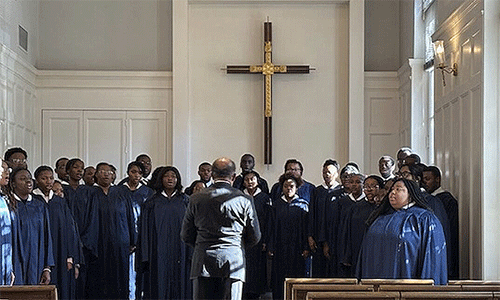 The United Methodist-affiliated Rust College World Renowned A’Capella Choir performed in the Simpson Memorial Chapel Dec. 4 for the United Methodist Building’s 100th anniversary grand finale. 
