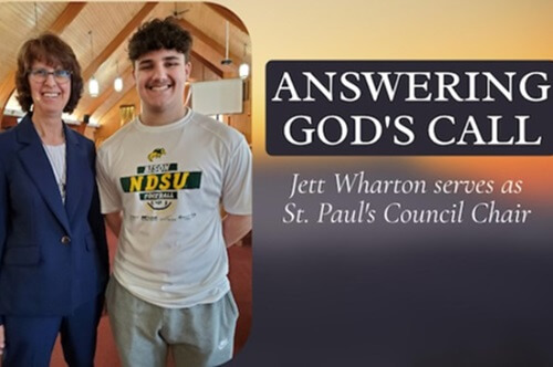 High school student Jett Wharton is serving as church council chair at his church in North Dakota, lending leadership to his congregation.