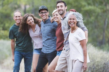 A diverse group of adults having fun together