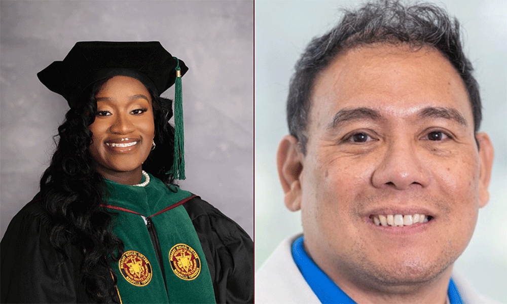 2025 graduate D’Asia Holloway, M.D. (left) and Professor Edilberto A. Raynes, Ph.D., M.D. (right)