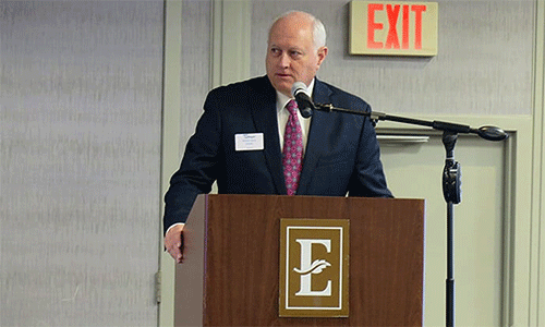 Bishop David Graves addresses the GCFA Board describing the denomination’s stark financial challenges. Photo by Heather Hahn, UM News.
