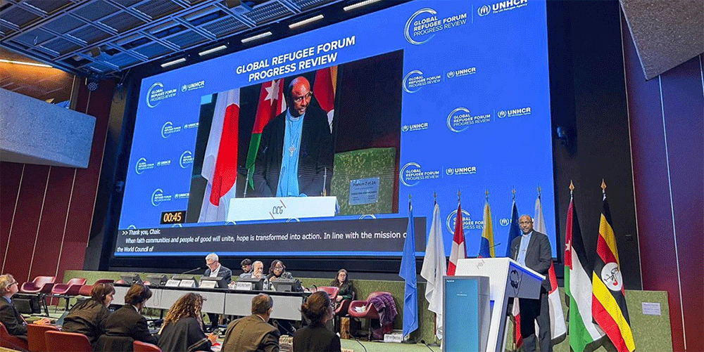 WCC general secretary Rev. Prof. Dr Jerry Pillay speaks at a Global Refugee Forum Progress Review 2025 plenary session, 17 December 2025.  Photo:  WCC