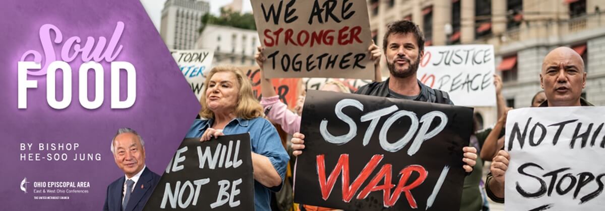 정희수 감독은 폭력이 인간 갈등의 해결책이 될 수 없다고 생각한다며, 한반도뿐 아니라 폭력이 지속되는 모든 곳에서 평화를 향한 헌신을 요청한다.이미지 출처, 동오하이오 연회 홈페이지 