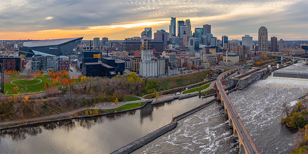 The skyline of Minneapolis, which is scheduled to host the 2028 General Conference. Photo by Lane Pelovsky.