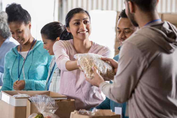 Volunteers at a food bank