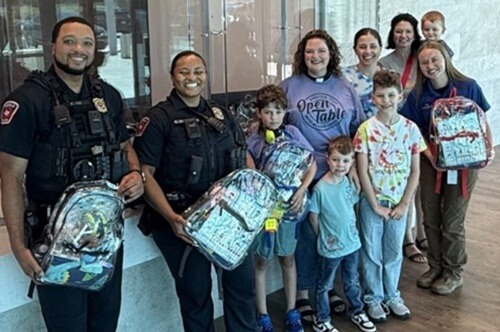 Open Table UMC in Texas developed, packed, and blessed sensory kit backpacks for use in emergency situations involving neurodiverse individuals.