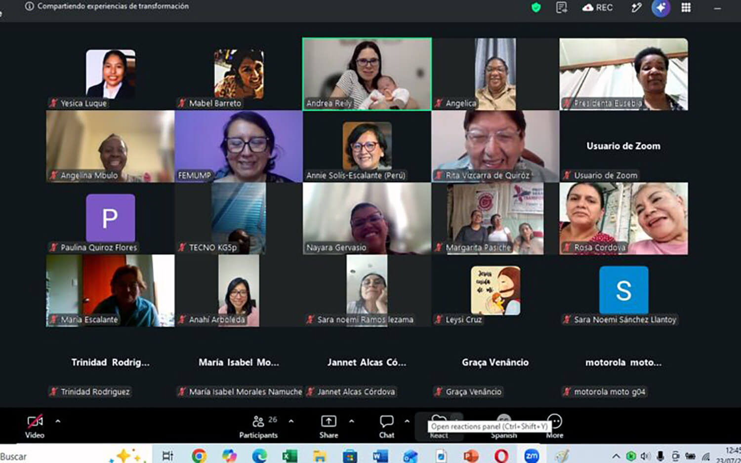 Mujeres metodistas de Perú y Mozambique participaron en el webinar virtual “Compartiendo experiencias de transformación” para compartir sus experiencias y los resultados de sus proyectos. Foto cortesía de la Iglesia Metodista del Perú.